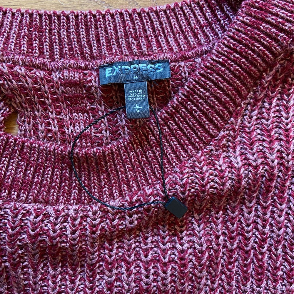 Express Cable Knit Split Back Pullover Sweater - image 7